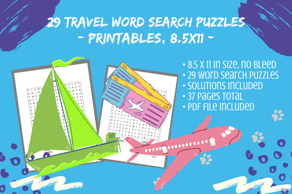 29 Travel Word Search Puzzles for KDP Publishing