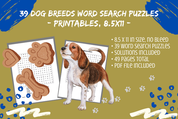 39 Dog Breed Word Search Puzzles for Adult Dog Lovers