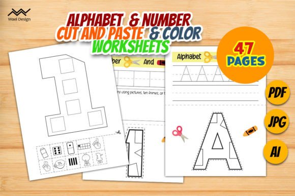 Alphabet Number Color Cut and Paste for Creative Professionals