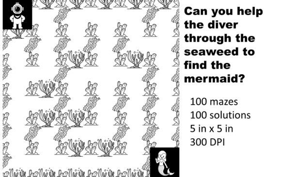 Exploring the Underwater Challenge: Diver to Mermaid Mazes – 100 Mazes - 5x5
