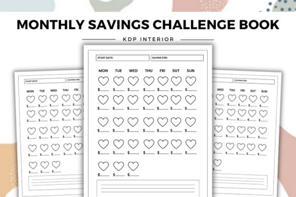 Monthly Savings Challenge Book Interior: Your Financial Journey Planner